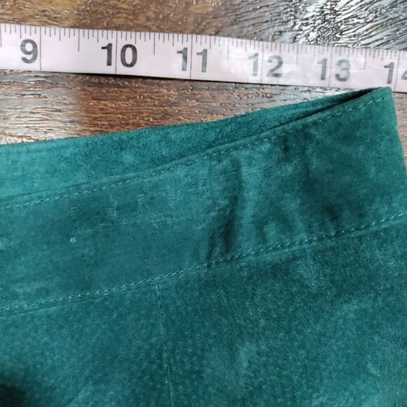 Bushwacker Vintage Teal Genuine Leather Suede High Rise Pants Women's Size 8 - Picture 13 of 16